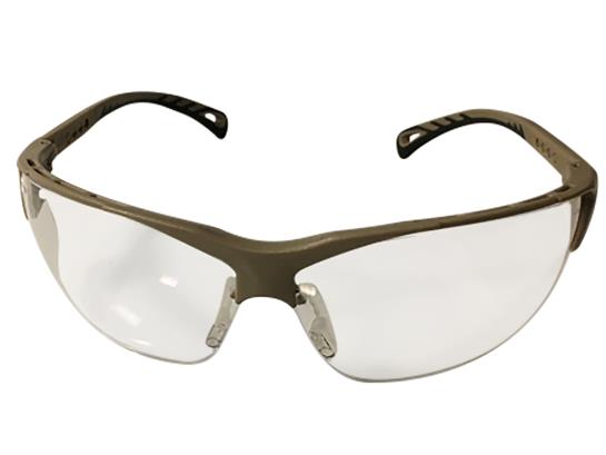 Strike Systems Clear lens protective glasses w. adjustable temples & tan frame product image