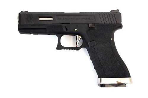 WE E FORCE EU17 PISTOL BLACK BLACK SLIDE AND SILVER BARREL product image