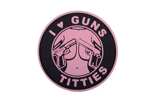 3D Badge – I Love Guns Titties – Pink product image