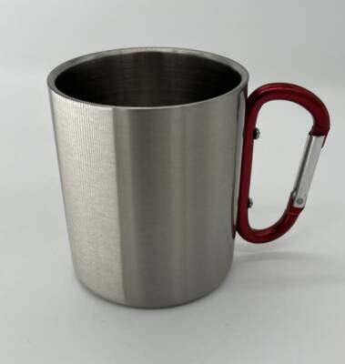 10oz stainless steel mug with red carabiners product image