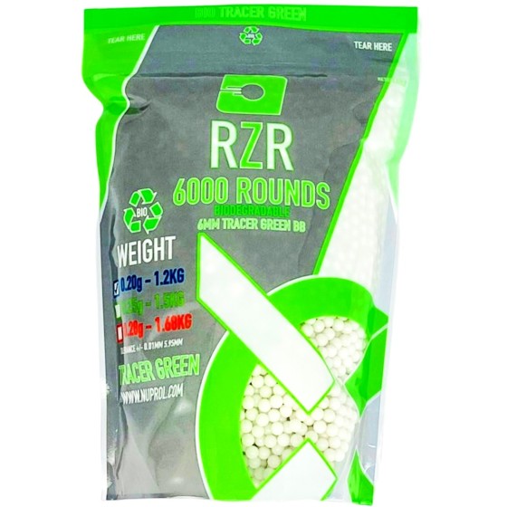 RZR Airsoft BBs Biodegradable Tracer (6000R Resealable Bag) 0.20g